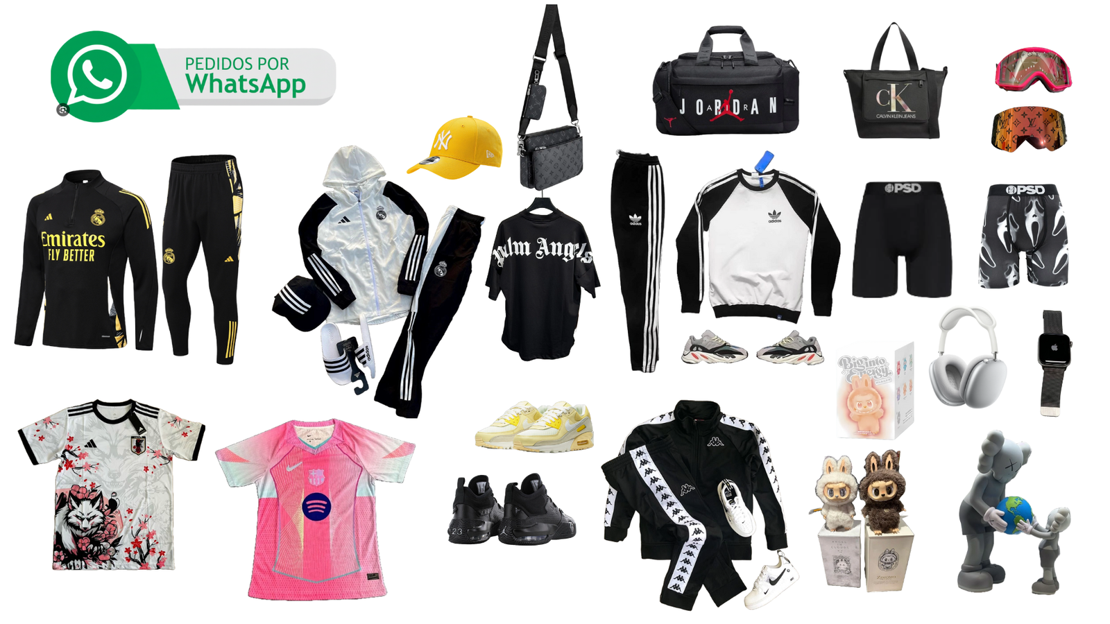 Múltiples productos de moda en un collage.